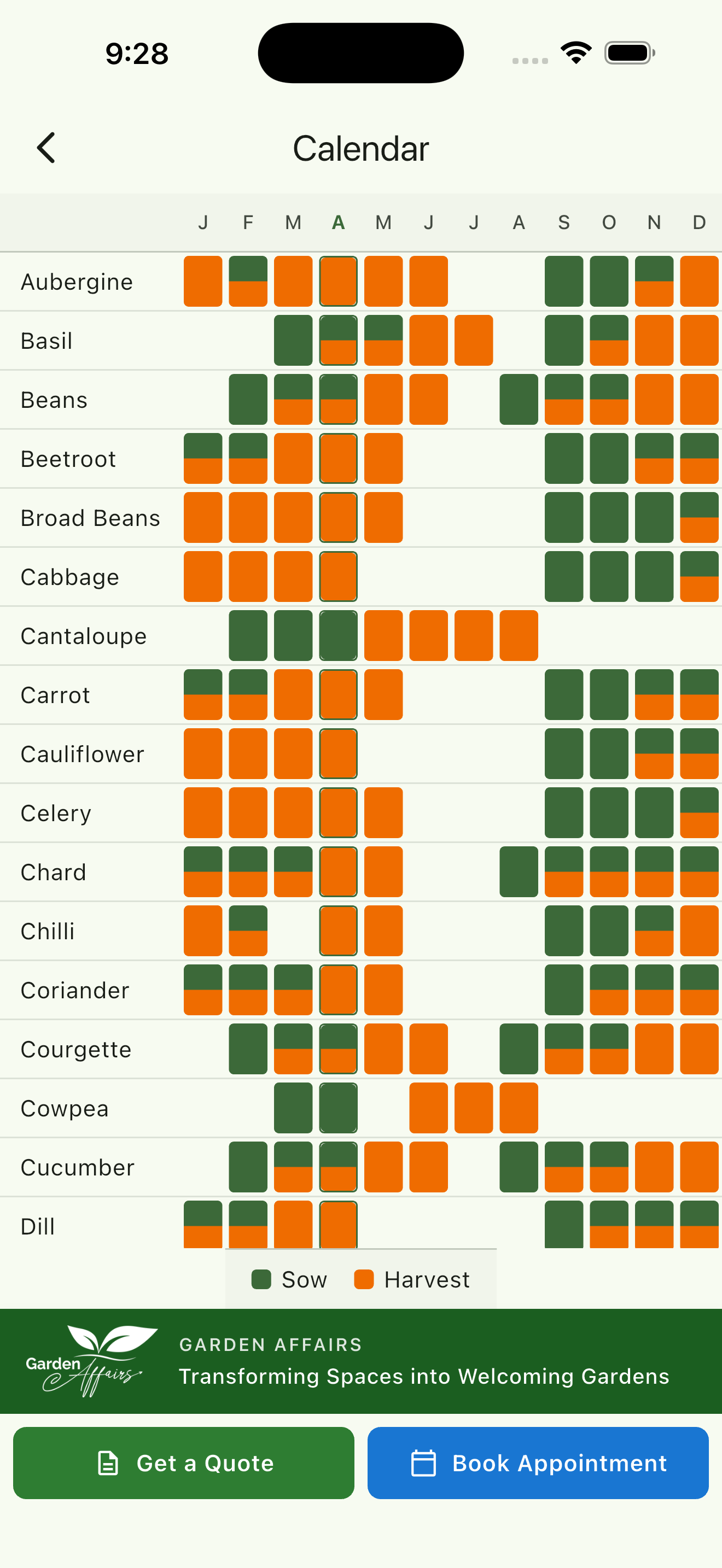 12-month calendar grid