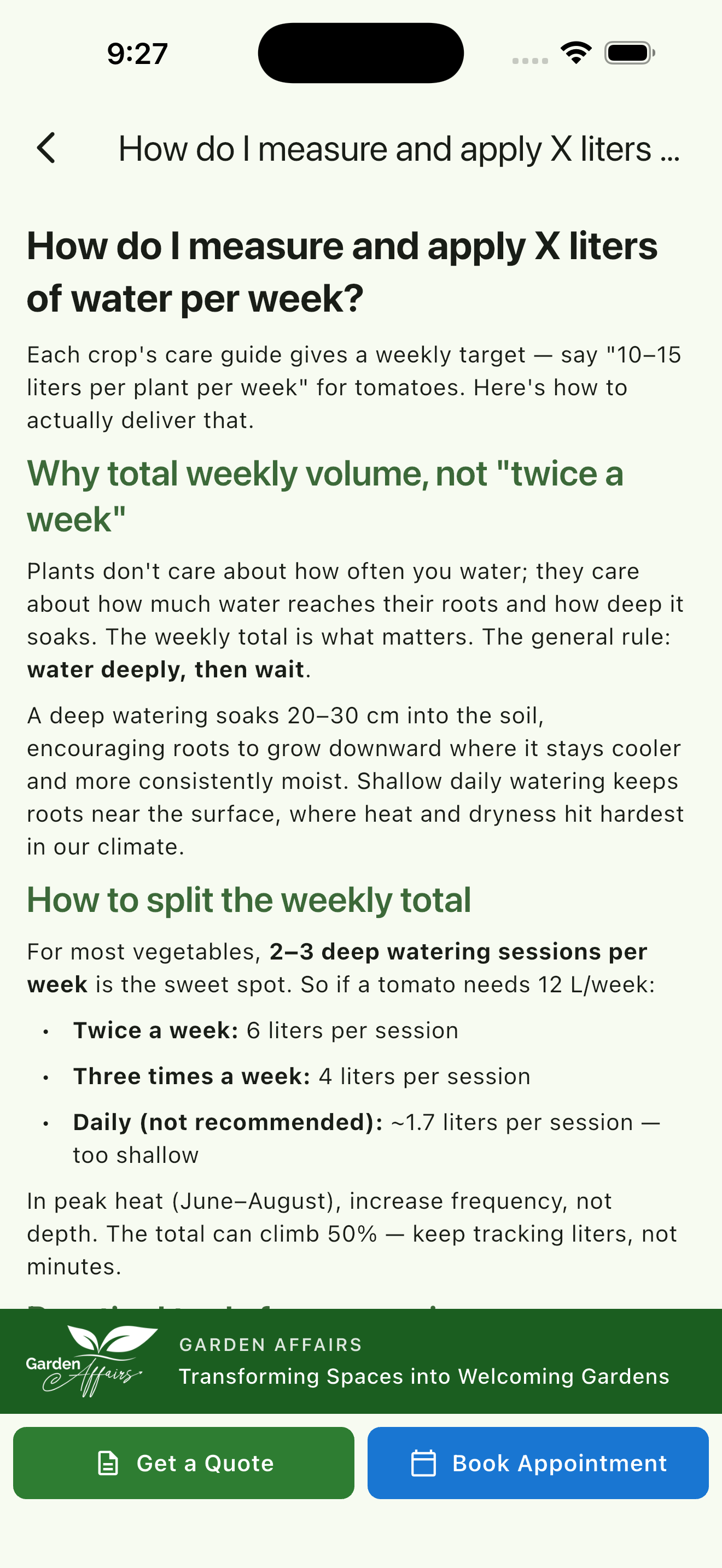 Watering FAQ